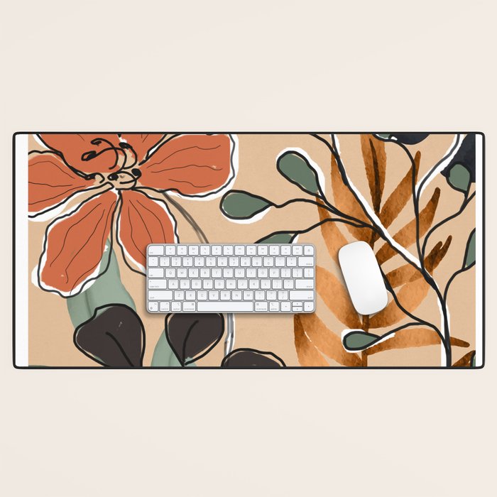 Elegant Botanical Line Art 1 Desk Mat Gallery Image 1