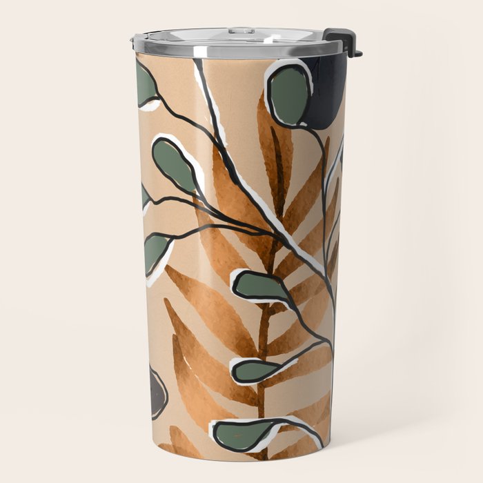 Elegant Botanical Line Art 1 Travel Mug Gallery Image 2