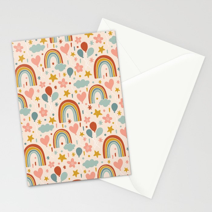 Rainbow Party Theme Stationery Card Gallery Image 2