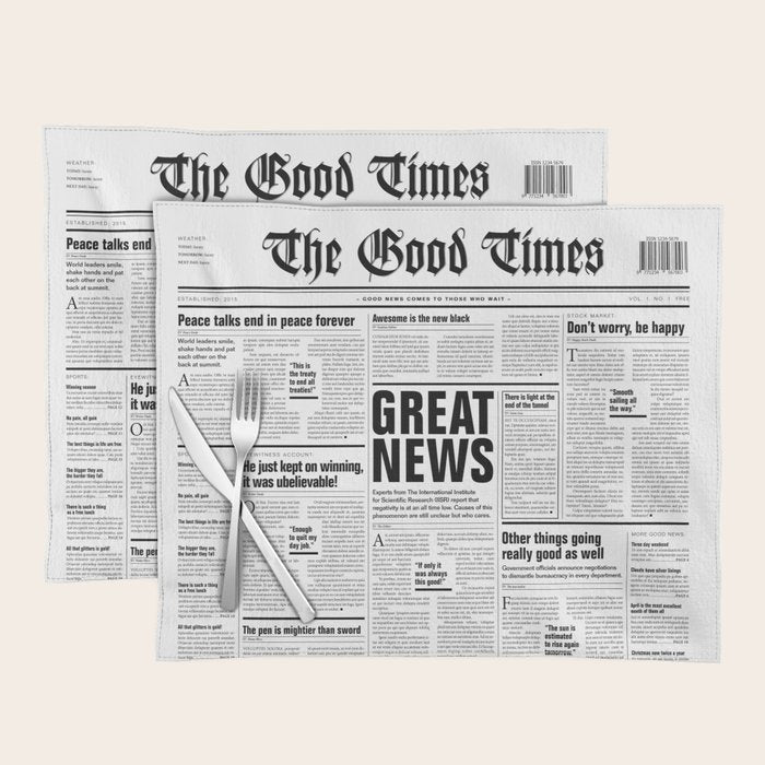 The Good Times Vol. 1, No. 1 / Newspaper With Only Good News Placemat Gallery Image 1