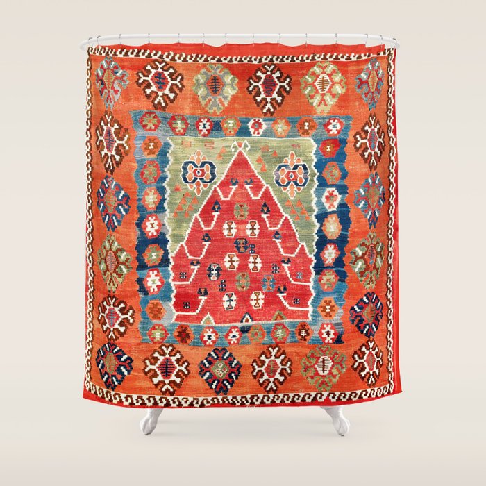 Bayburt Northeast Anatolian Niche Kilim Print Shower Curtain Gallery Image 1