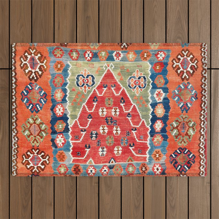 Bayburt Northeast Anatolian Niche Kilim Print Outdoor Rug Gallery Image 1