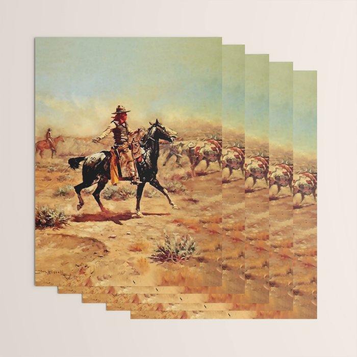 âIn the Alkaliâ by Charles M Russell Wrapping Paper Gallery Image 3