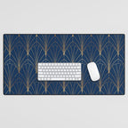 Art Deco Waterfalls // Navy Blue Desk Mat Gallery Image 1