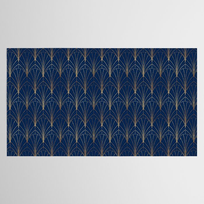 Art Deco Waterfalls // Navy Blue Tablecloth Gallery Image 2