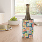 Summer travel postage stamp sticker pattern Wine Chiller Gallery Image 4
