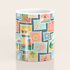 Summer travel postage stamp sticker pattern Coffee Mug Gallery Image 4