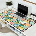Summer travel postage stamp sticker pattern Desk Mat Gallery Image 2