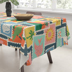 Summer travel postage stamp sticker pattern Tablecloth Gallery Image 3