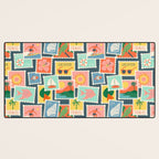 Summer travel postage stamp sticker pattern Desk Mat Gallery Image 3