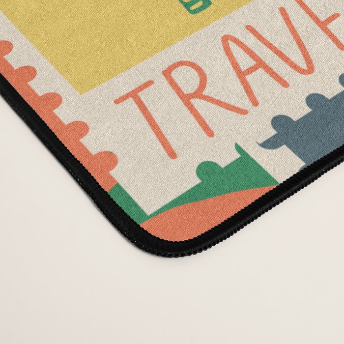 Summer travel postage stamp sticker pattern Desk Mat Gallery Image 4