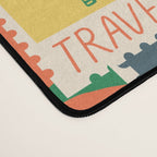 Summer travel postage stamp sticker pattern Desk Mat Gallery Image 4