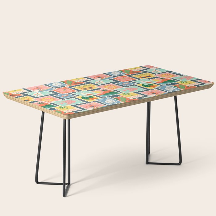 Summer travel postage stamp sticker pattern Coffee Table Gallery Image 1