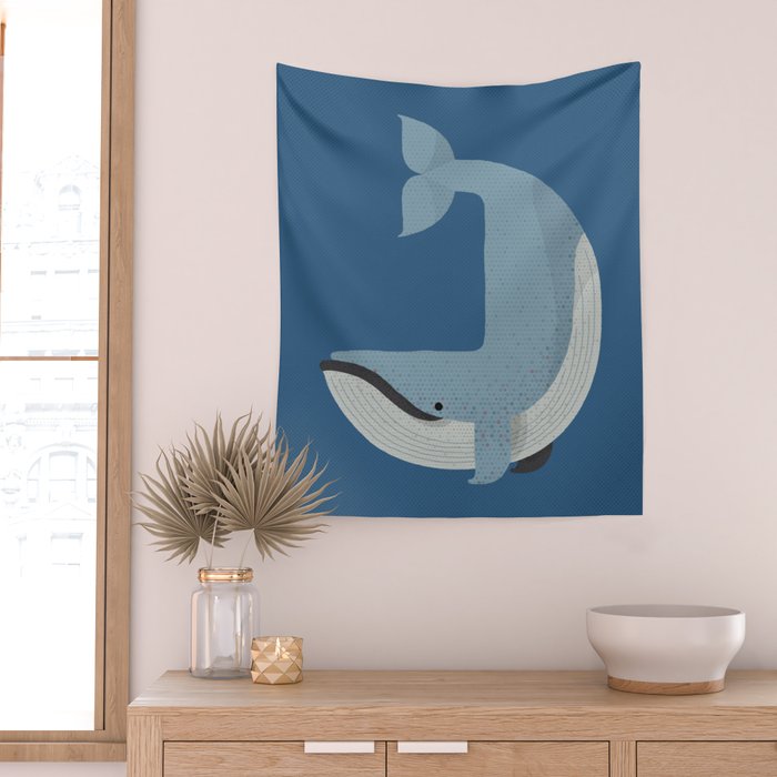 Whimsy Blue Whale Wall Tapestry Gallery Image 2
