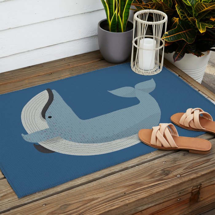 Whimsy Blue Whale Outdoor Rug Gallery Image 2