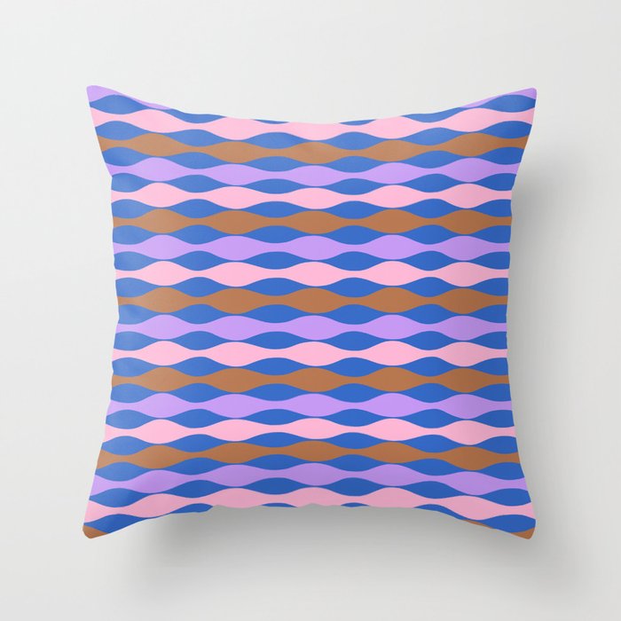 Wavy Mid-Century Stripes Throw Pillow Gallery Image 1