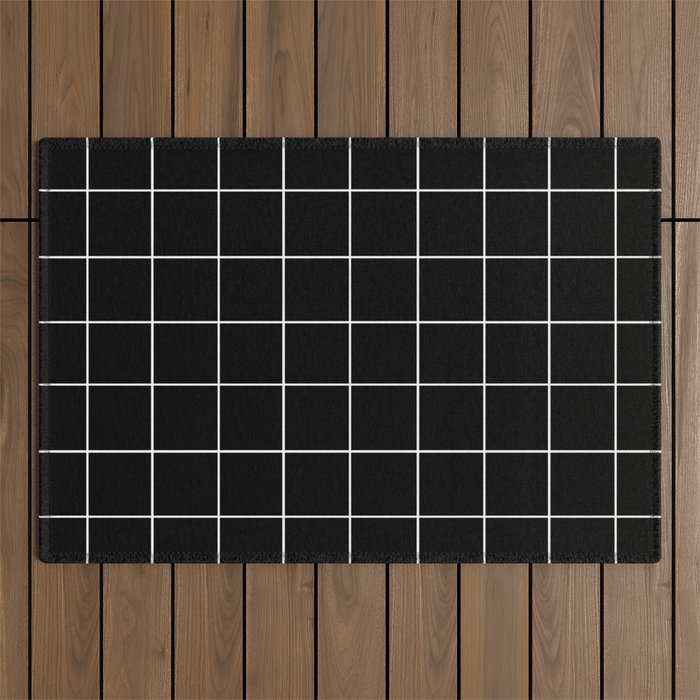 Grid (Black) Outdoor Rug Gallery Image 1