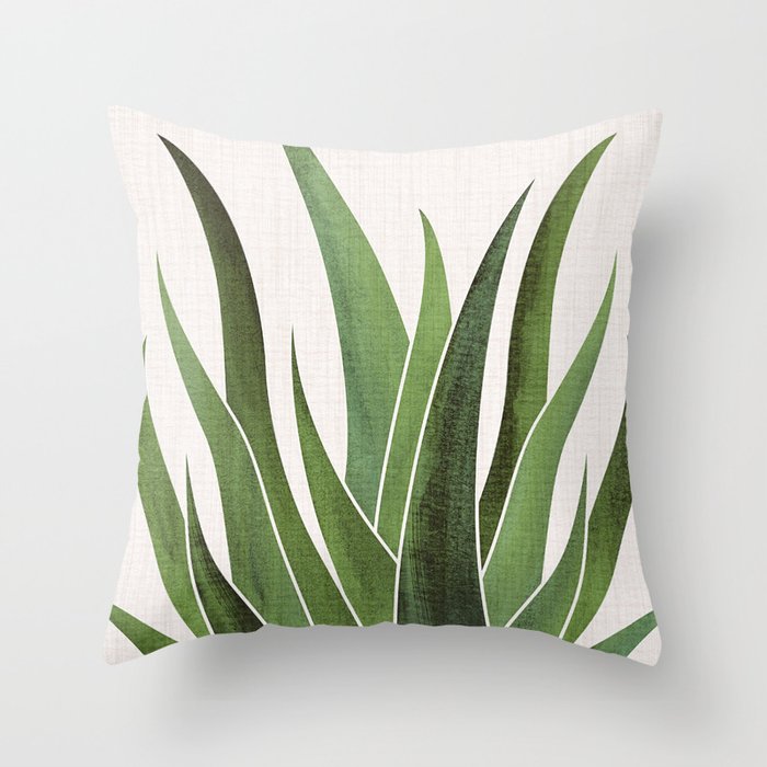 Desert Agave Succulent Illustration Throw Pillow Gallery Image 6