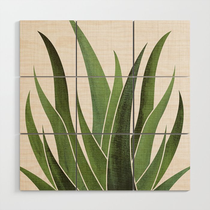 Desert Agave Succulent Illustration Wood Wall Art Gallery Image 1