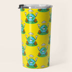 Retro earth planet cartoon character pattern Travel Mug Gallery Image 3