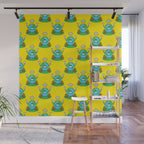 Retro earth planet cartoon character pattern Wall Mural Gallery Image 1