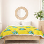 Retro earth planet cartoon character pattern Duvet Cover Gallery Image 3