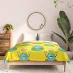 Retro earth planet cartoon character pattern Comforter Gallery Image 3