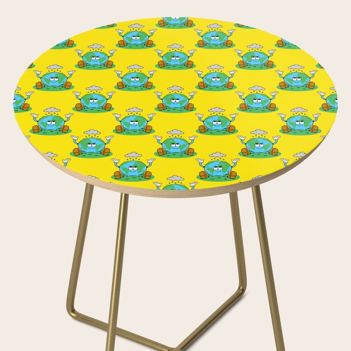 Retro earth planet cartoon character pattern Side Table Gallery Image 2