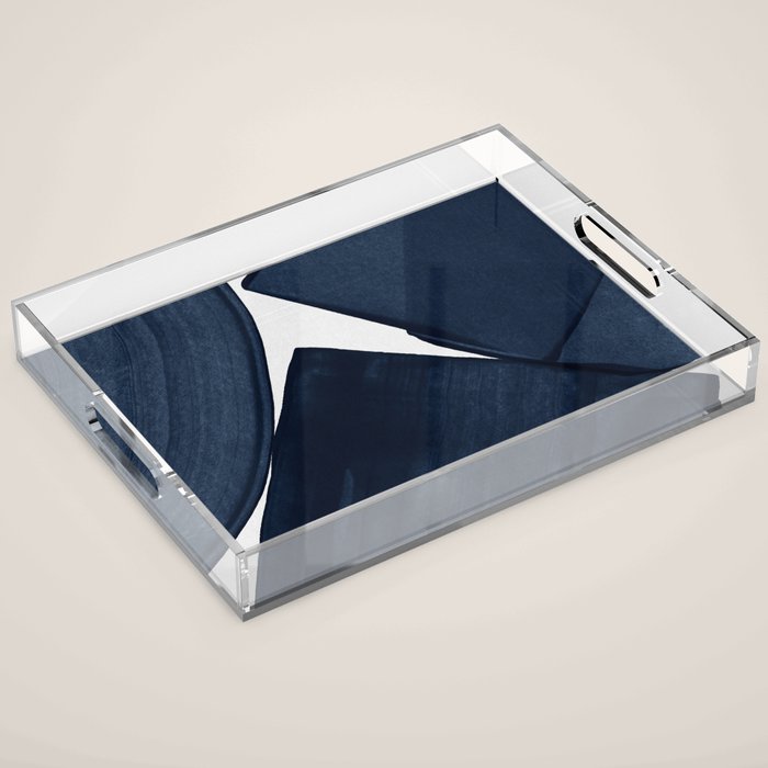 Minimalist Painting Blue II, Modern Abstract Acrylic Tray Gallery Image 1