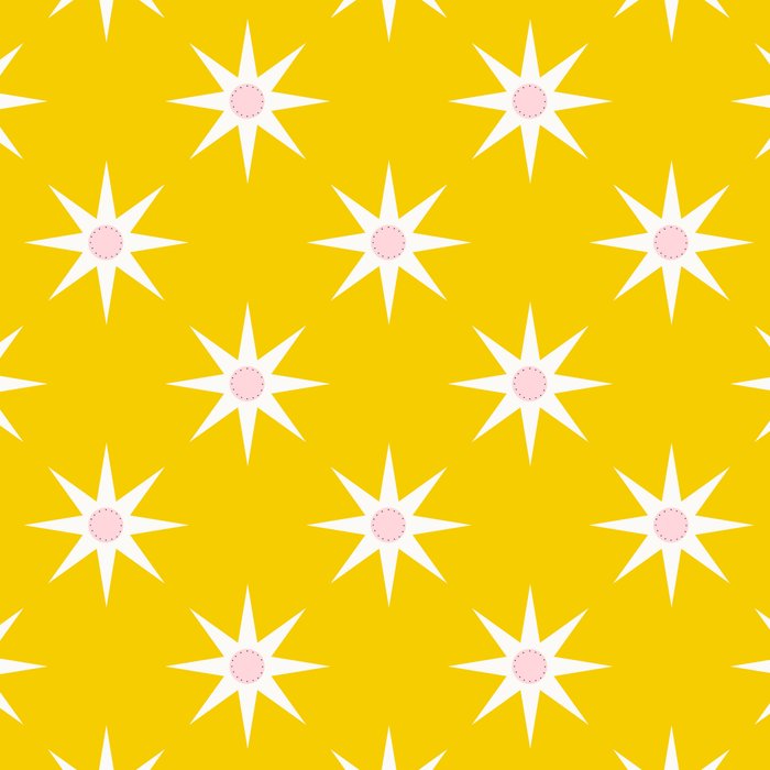 Northern Winter Star Festive Grid Pink White and Bright Yellow Coffee Mug Gallery Image 2