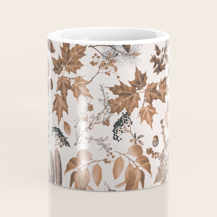 Autumn Mood Vintage Botanical Pattern Brown Coffee Mug Gallery Image 4