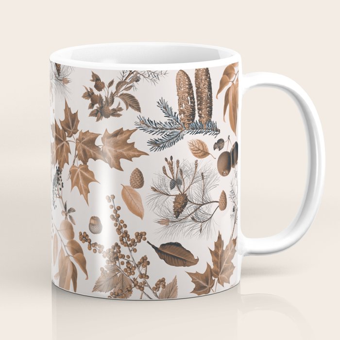 Autumn Mood Vintage Botanical Pattern Brown Coffee Mug Gallery Image 1