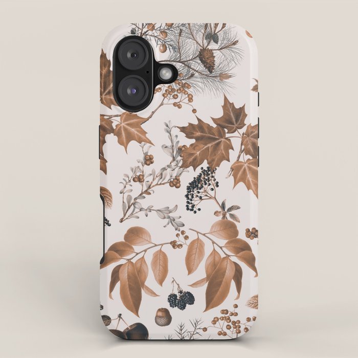 Autumn Mood Vintage Botanical Pattern Brown iPhone Case Gallery Image 1