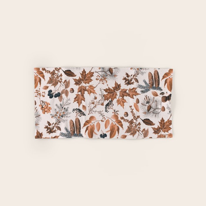 Autumn Mood Vintage Botanical Pattern Brown Bath Towel Gallery Image 1