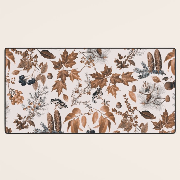 Autumn Mood Vintage Botanical Pattern Brown Desk Mat Gallery Image 3