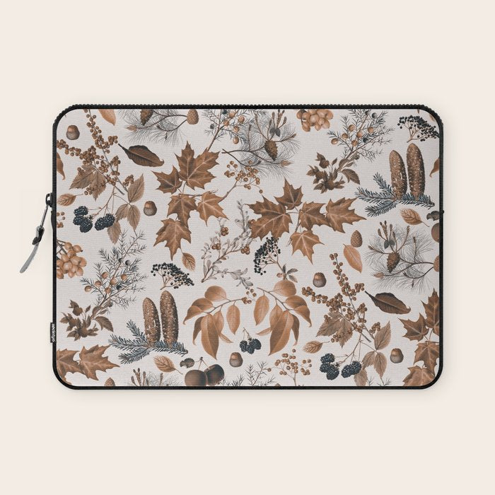 Autumn Mood Vintage Botanical Pattern Brown Laptop Sleeve Gallery Image 1
