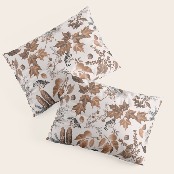 Autumn Mood Vintage Botanical Pattern Brown Pillow Sham Gallery Image 3