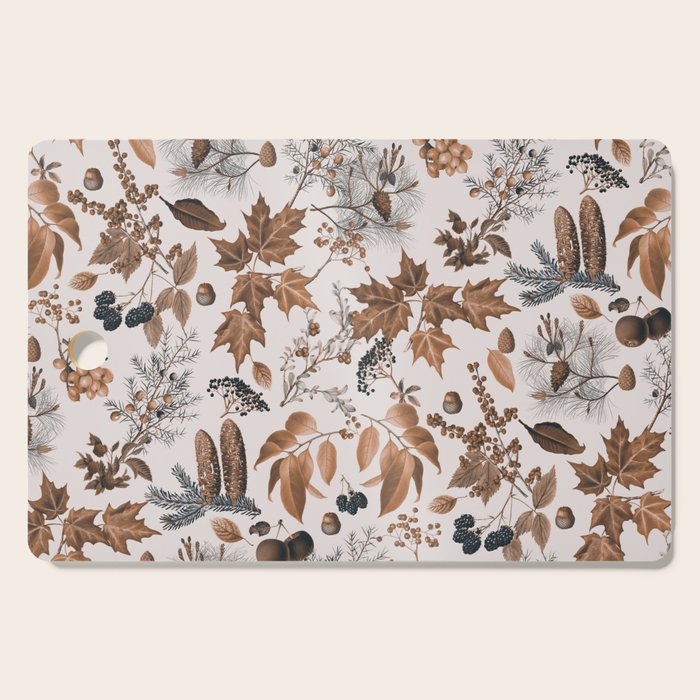Autumn Mood Vintage Botanical Pattern Brown Cutting Board Gallery Image 1