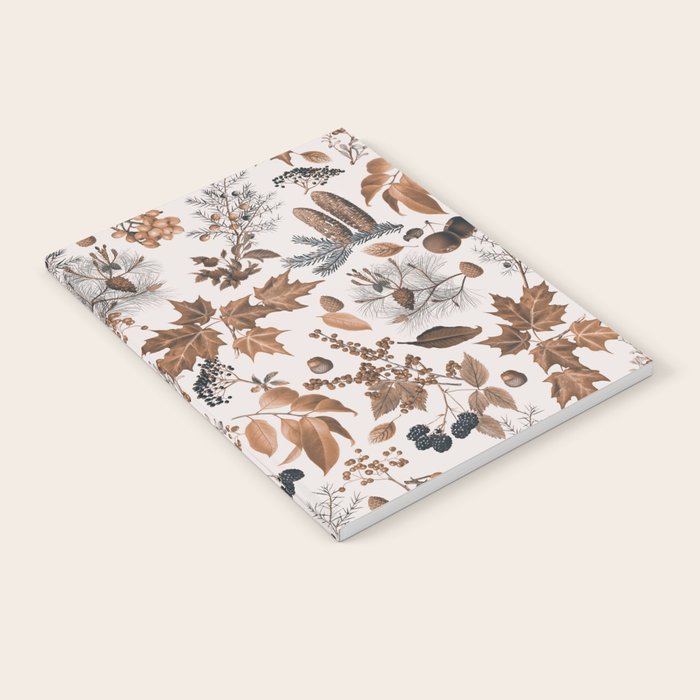 Autumn Mood Vintage Botanical Pattern Brown Notebook Gallery Image 2