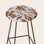 Autumn Mood Vintage Botanical Pattern Brown Stool Gallery Image 2