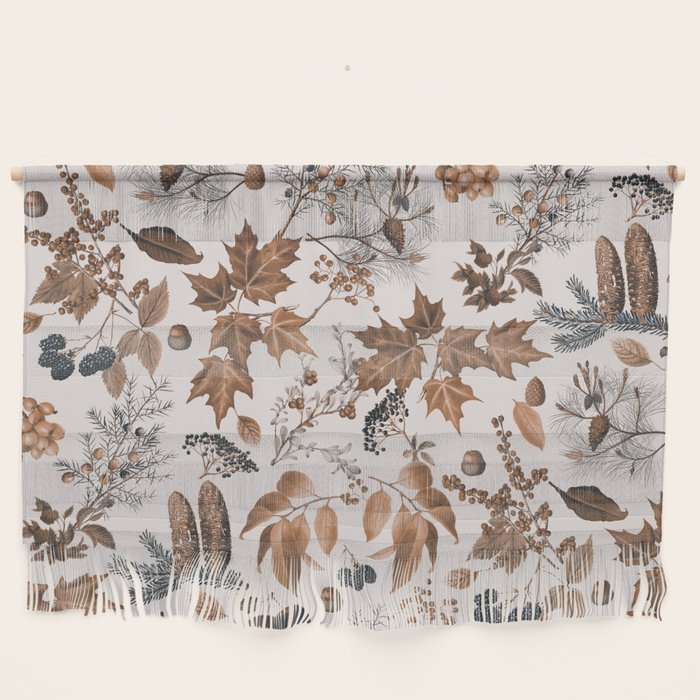 Autumn Mood Vintage Botanical Pattern Brown Wall Hanging Gallery Image 1