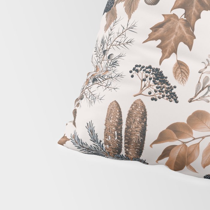 Autumn Mood Vintage Botanical Pattern Brown Pillow Sham Gallery Image 4