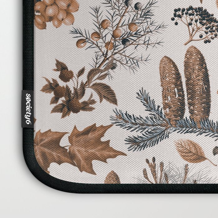 Autumn Mood Vintage Botanical Pattern Brown Laptop Sleeve Gallery Image 3