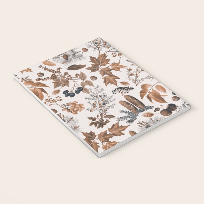 Autumn Mood Vintage Botanical Pattern Brown Notebook Gallery Image 3