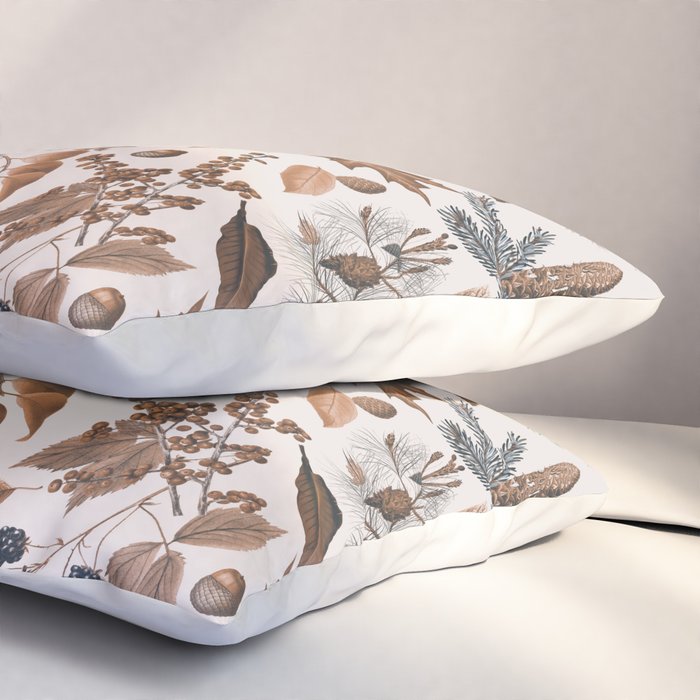 Autumn Mood Vintage Botanical Pattern Brown Pillow Sham Gallery Image 3