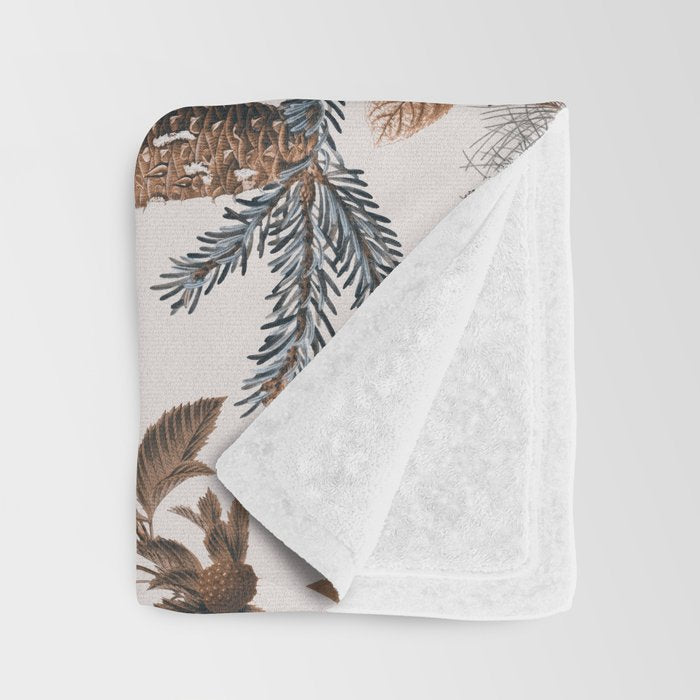 Autumn Mood Vintage Botanical Pattern Brown Throw Blanket Gallery Image 3