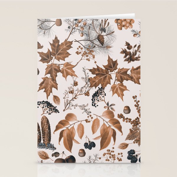 Autumn Mood Vintage Botanical Pattern Brown Stationery Card Gallery Image 2