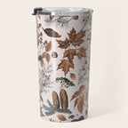 Autumn Mood Vintage Botanical Pattern Brown Travel Mug Gallery Image 3
