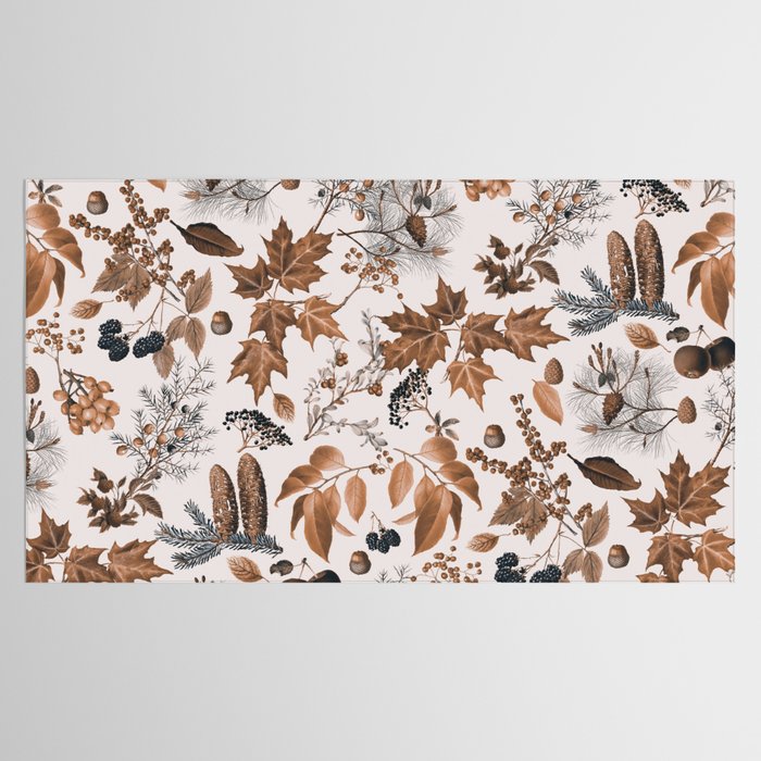 Autumn Mood Vintage Botanical Pattern Brown Tablecloth Gallery Image 2