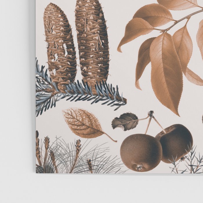 Autumn Mood Vintage Botanical Pattern Brown Poster Gallery Image 3